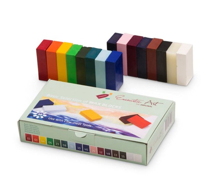 Mercurius Encaustic Art The Original - BASIC SELECTION Set of 16 -Encaustic Wax Block Colors Set -Non-Toxic, Beeswax For Encaustic Art Supplies -Handcrafted in Germany - Image 1